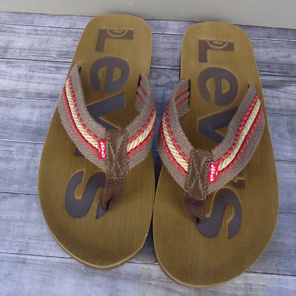 SIZE 12. Levi\'s Kyle casual thong canvas flip-flop men\'s sandals. main image 10